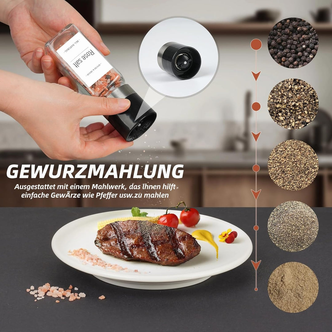 FRIBERG Gewürzgläser mit Streueinsatz [20x 120ml],Gewürzgläser Eckig Set mit Edelstahl Deckel,mit 2