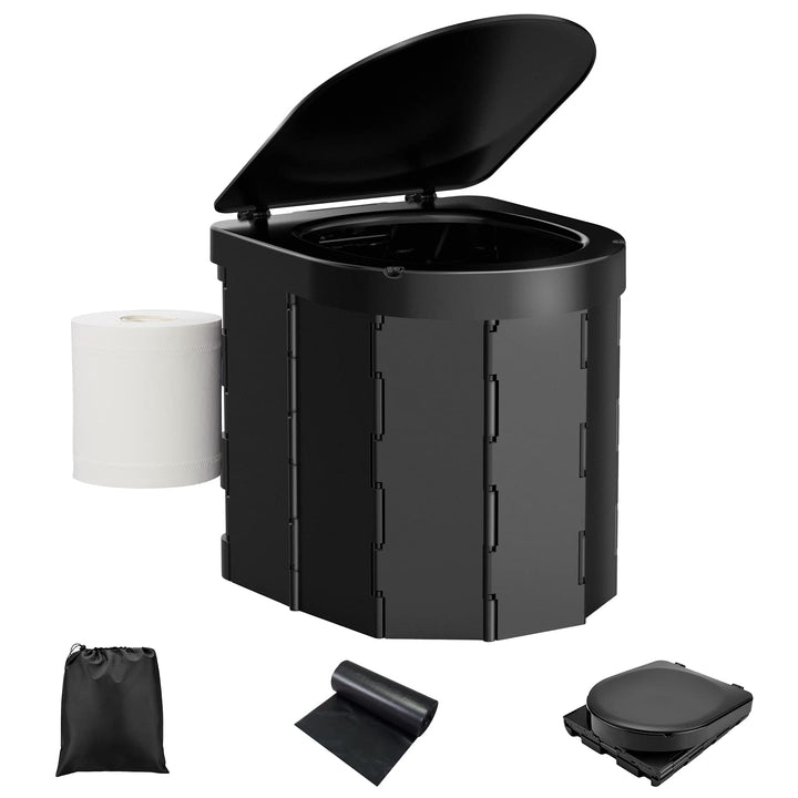 WADEO Tragbare Campingtoilette mit Deckel, Faltbare Toilette mit Belastbarkeit bis zu 200kg, Mobilto