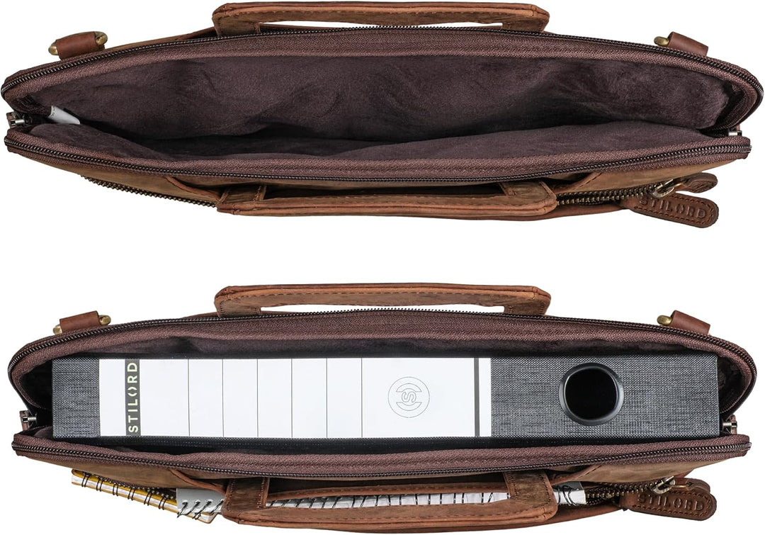 STILORD "Cole Vintage Laptoptasche 14 Zoll Leder Herren Schmal Laptophülle Echtleder Dokumententasch