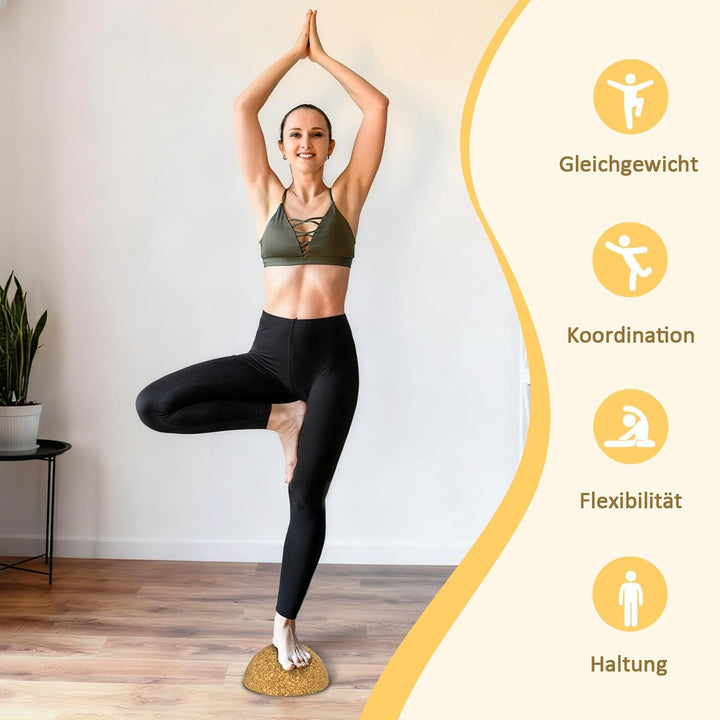 Kork Halbkugel Balance Board Zubehör aus Kork Balance Trainer für Yoga Pilates Koordinationstraining