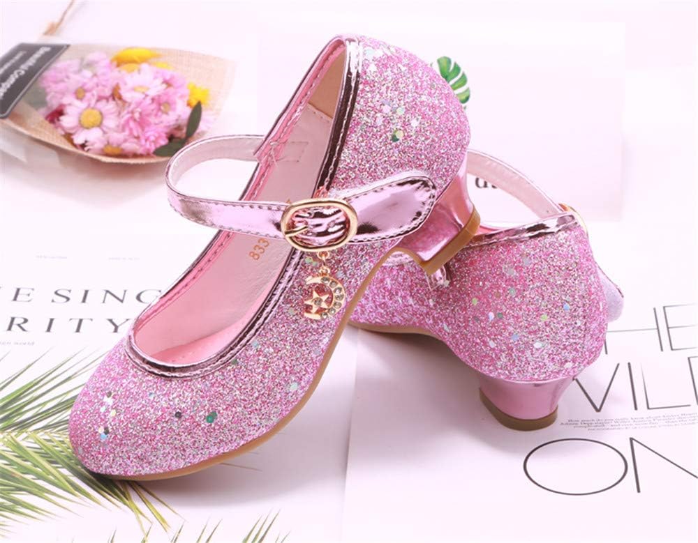 YOSICIL Mädchen Schuhe Prinzessin Festliche Schuhe Niedriger Absatz Glitzer Schuhe Kinder Hochzeit S