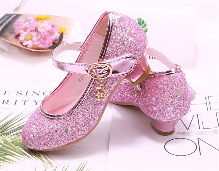 YOSICIL Mädchen Schuhe Prinzessin Festliche Schuhe Niedriger Absatz Glitzer Schuhe Kinder Hochzeit S