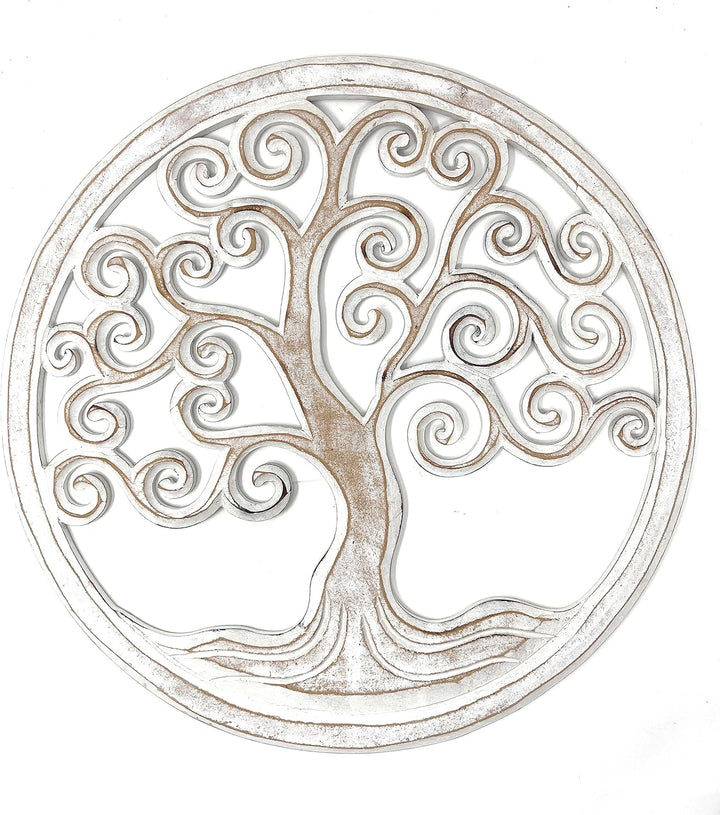 Trintura Wandbild Baum des Lebens Mandala Pohon Ulir 40cm (white) Lebensbaum Geschenkidee Wanddeko W