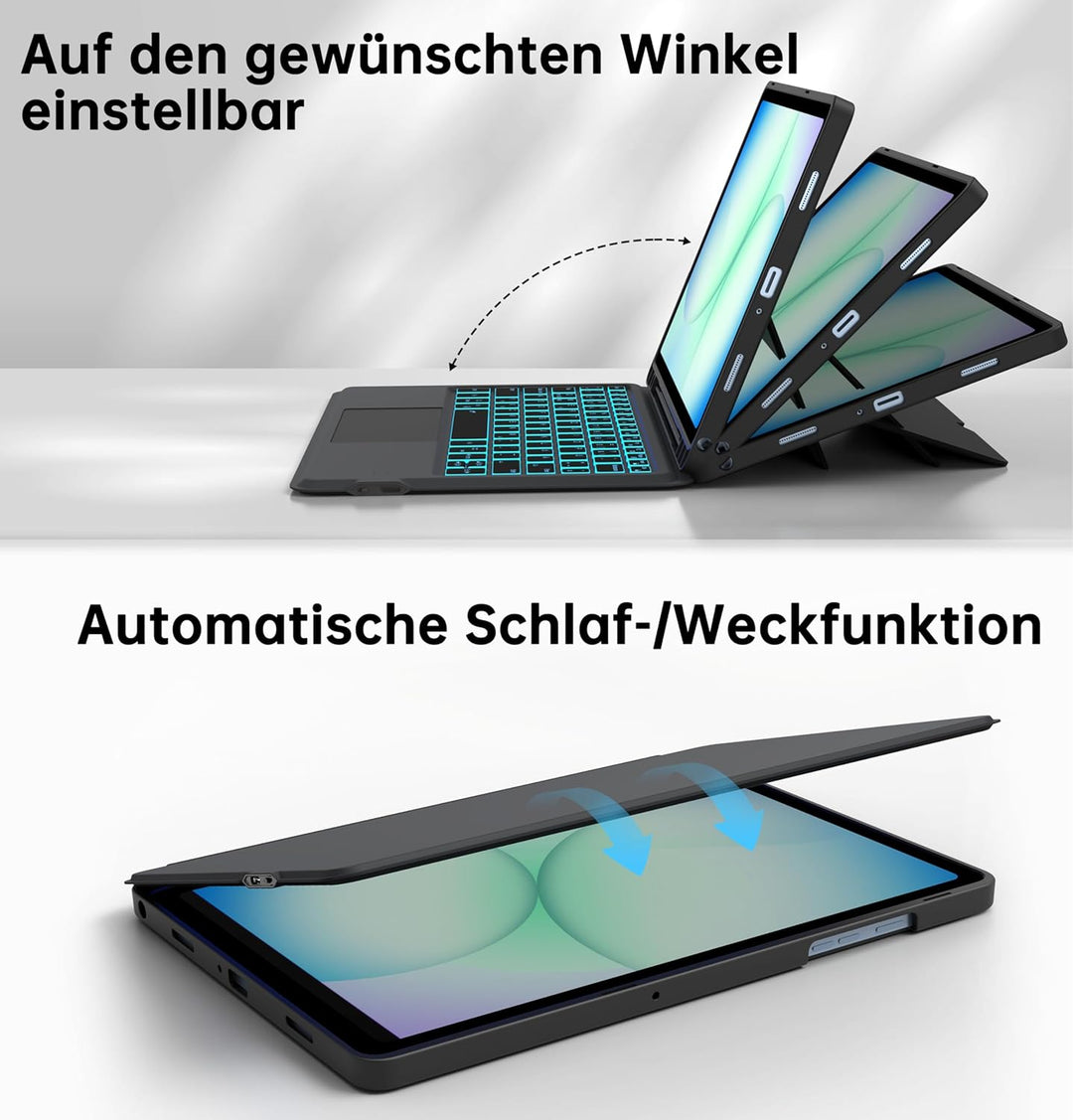 für Samsung Galaxy Tab A11+ Plus/A9+ Plus 11 Zoll Hülle mit Tastatur: Tab A9+/A11+ Plus Deutsches QW