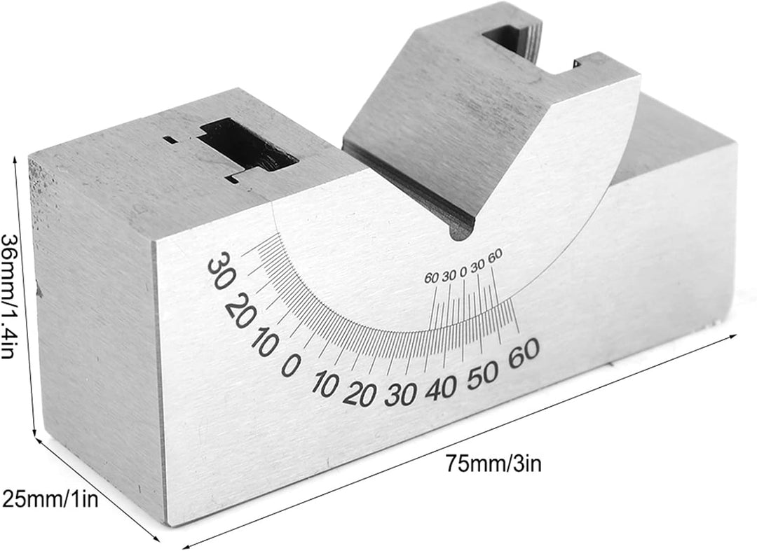 Winkel-V-Blockfräsen, 75 x 25 x 36 AP30 V-Block mit einstellbarem Winkel Präzisionsmessmikro-Fräsein