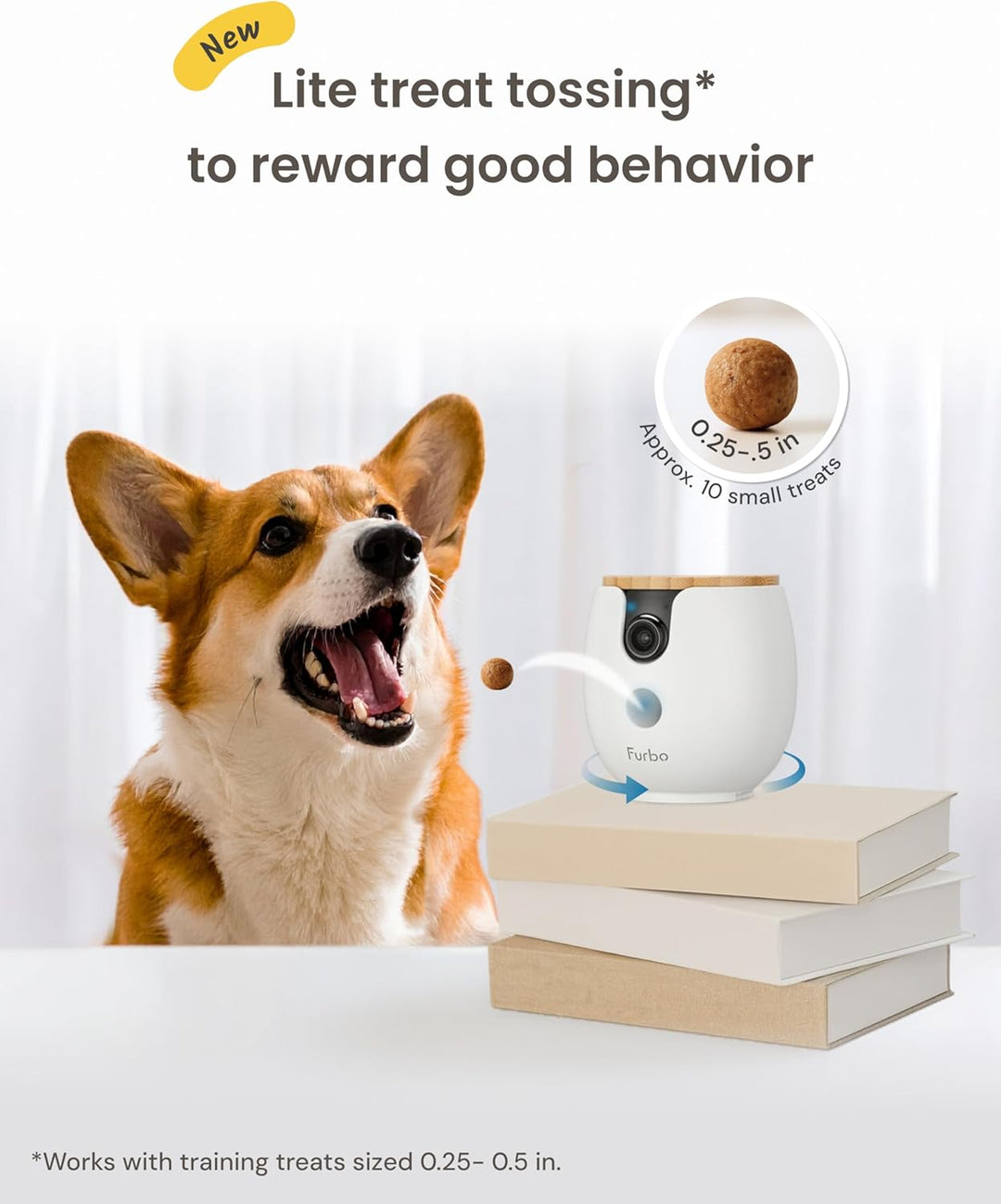 Furbo Mini 360º New Pet Camera: Home Security Camera w/Barking/Meowing Alerts, Rotating Pet Treat Di