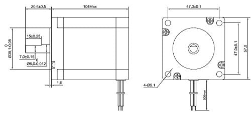 STEPPERONLINE Nema 23 Schrittmotor 1.8deg 2.4Nm 1.8A 57x104mm Stepper motor 4 Drähte für 3D Drucker,