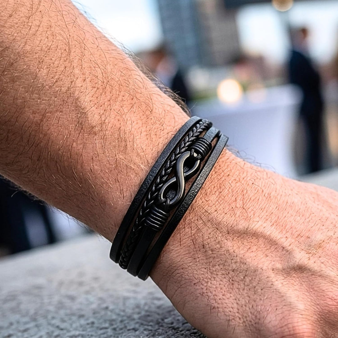 UNIQAL | Personaliesiertes Lederarmband mit Gravur "SHAPE" Herren Damen | Leather Bracelet mens | Ma
