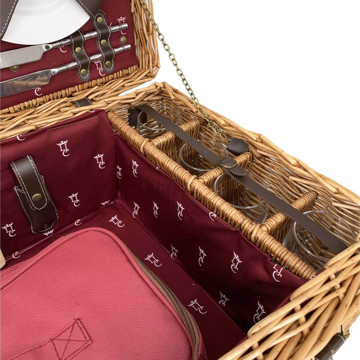 Les Jardins de la Comtesse - Picknickkoffer aus Weide und Leder Champs-Elysées Bordeaux - 4 Personen