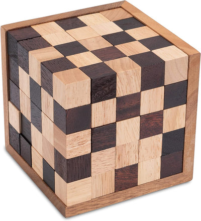 Schach-Würfel 125er Cube XL - 3D Puzzle - Denkspiel - Knobelspiel - Geduldspiel - Logikspiel im Holz