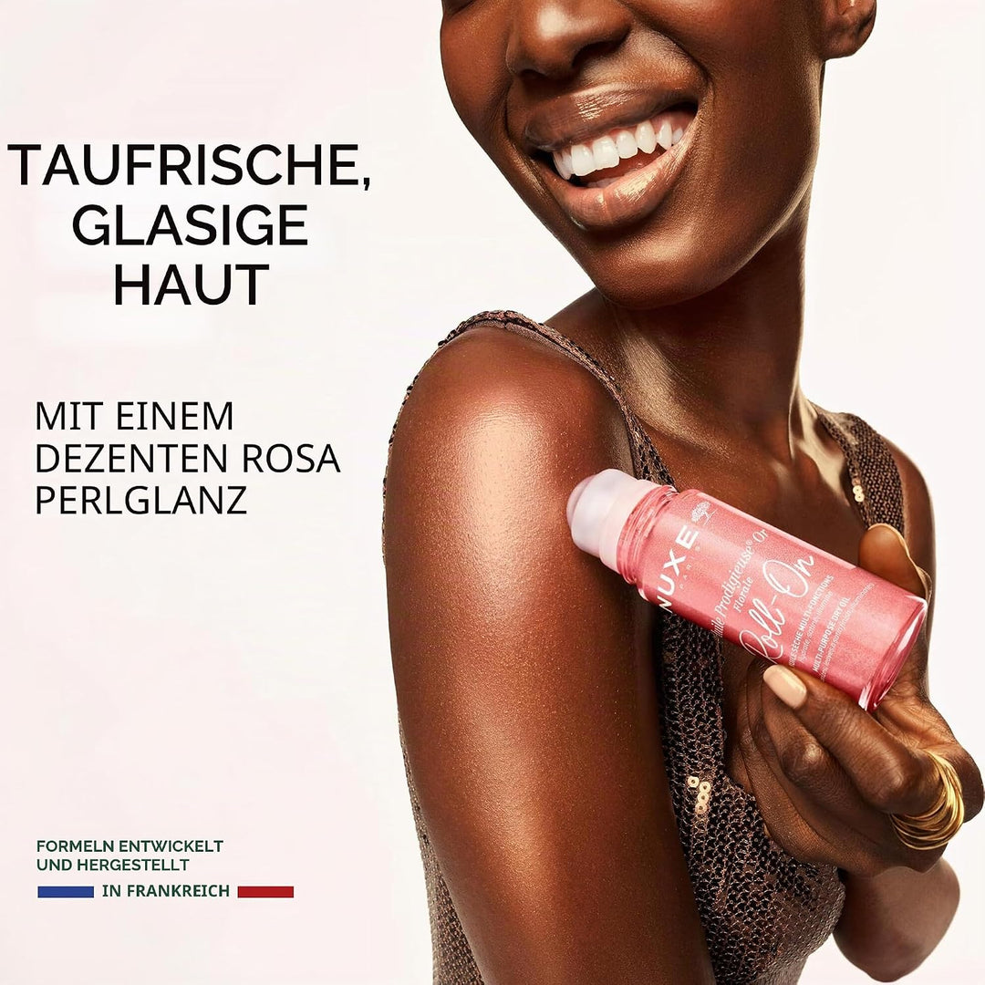 Nuxe Huile Prodigieuse Shimmering Florale Roll-On 60 ml, schimmerndes Trockenöl für Gesicht, Körper,