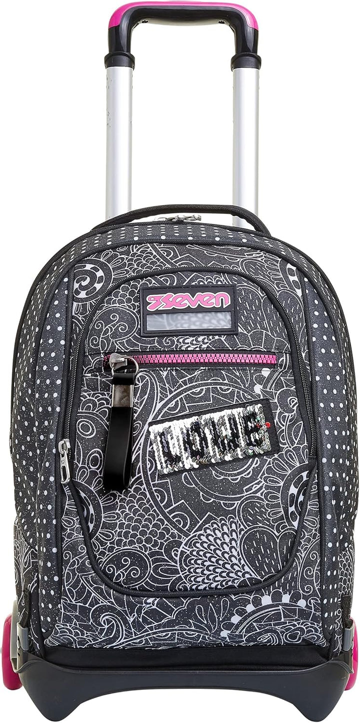 Seven TROLLEY Rucksack mit Trolleyfunktion, 3 in 1, Schulranzen mit Rollen, Abnehmbarer Rucksack, ab