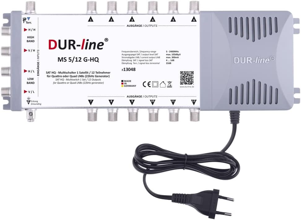 DUR-line MS 5/12 G-HQ - Multischalter - Made in Germany - SAT Multischalter für 12 Teilnehmer/TV - s