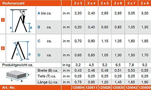 KRAUSE Doppelleiter Sepro D eloxiert, 2 x 3 Stufen, 125804