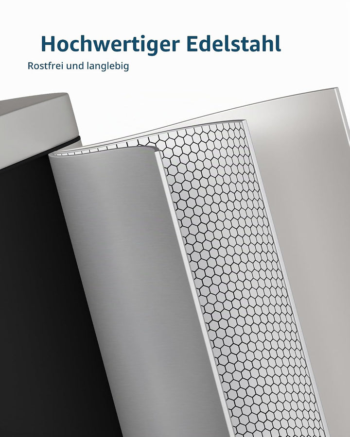 GarveeHome 10 Liter badezimmer mülleimer aus Edelstahl mit Deckel, schlankes und wasserdichtes Desig
