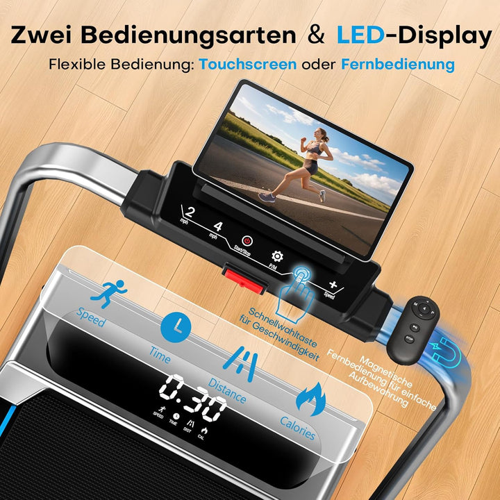 Laufband für Zuhause, 5 in 1 Walking Pad, 12km/h Klappbar Laufband mit 9% Steigung, 2.75HP bürstenlo