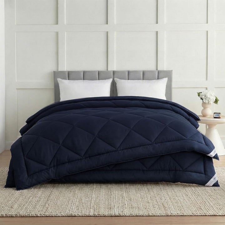 WAVVE Bettdecke 135x200 4 Jahreszeiten 2 teilig Dunkelblau - Ganzjahresdecke 135x200cm 300gsm+ Somme