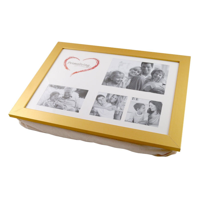 PrimoLiving Knietablett mit Fotorahmen - 43 x 32,5 x 8 cm – Tablett als Laptopunterlage – Sofa oder