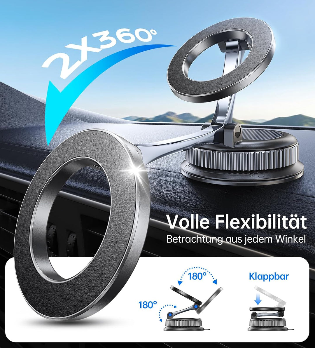 Coolpow Handyhalterung Auto für MagSafe Autohalterung 【Stärkster Magnet】 Vakuum Saugnapf Magnetische