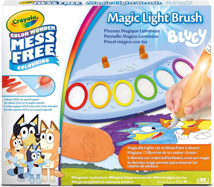 CRAYOLA Color Wonder, Magic Light Brush Bluey, Nicht fleckendes Malset | Kreative Beschäftigung und