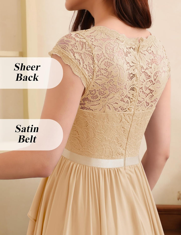 Wedtrend Cocktailkleid Damen Knielang Abendkleid Elegant für Hochzeit Elegant A Linie Rüschenkleid C