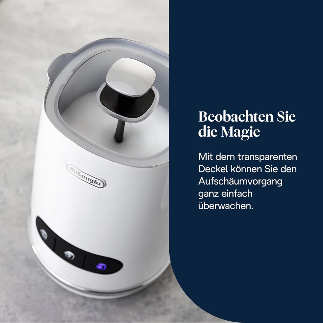 De'Longhi Elektrischer Milchaufschäumer LatteMix EMF3.W, für heisse & kalte Milch & pflanzlichen Alt