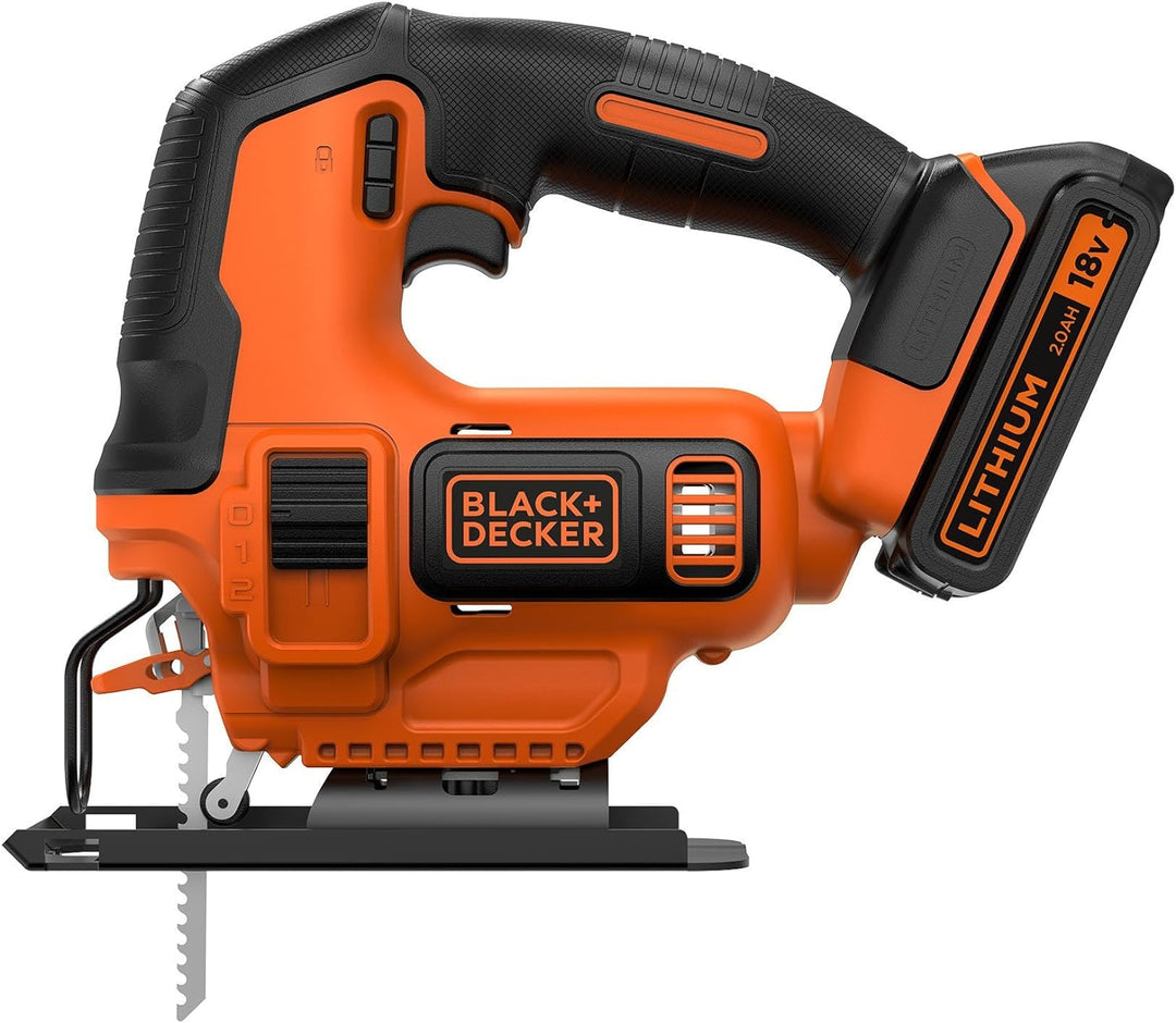 Black+Decker Li Ion Akku Stichsäge 18V BDCJS18 – Pendelhubstichsäge mit Akku und Ladegerät – Vielsei