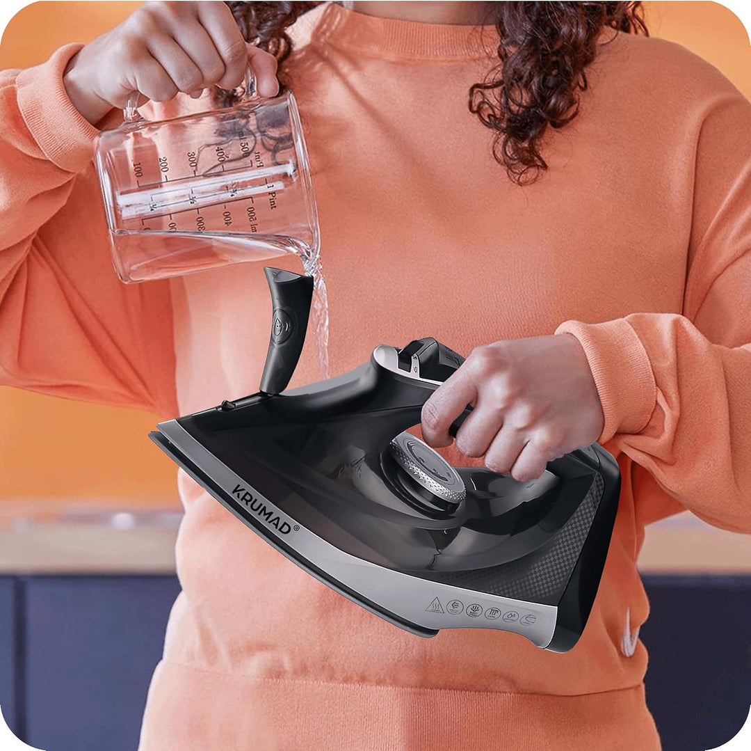 Dampfbügeleisen Kabellos 2600W, Keramiksohle mit 34 Dampflöchern, 330 ml Wassertank, Dampf- & Trocke
