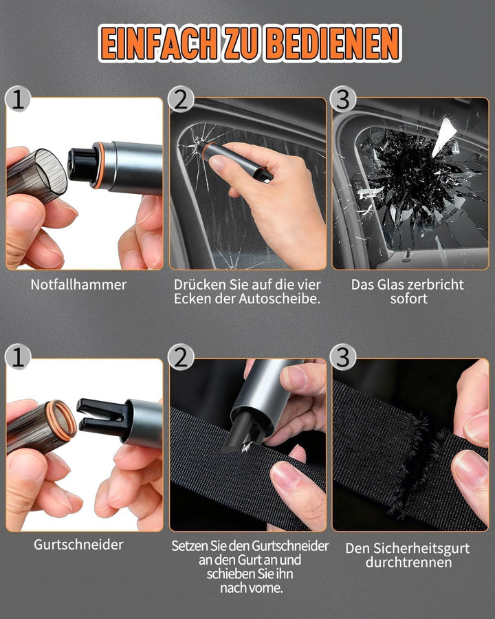 HOAMZ 2 in 1 Gurtschneider Notfallhammer, Notfallhammer Auto mit Gurtschneider，Nothammer mit Testgla