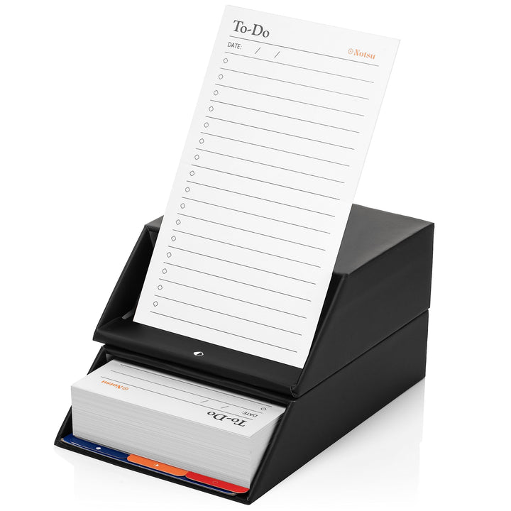 Notsu Centre Rise To-Do-Liste Kartenplaner Box Ständer Set | 50 faltbare To-Do vertikale Notizkarten
