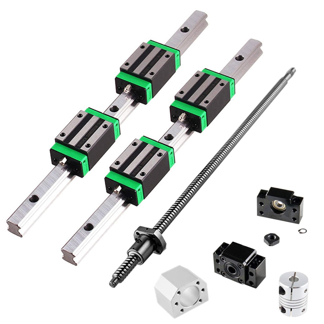 GooEquip Linearführung HGR15 1500mm Linearschiene mit 4PCS Gleitblock + 1PCS SFU1605 1550mm Kugeluml