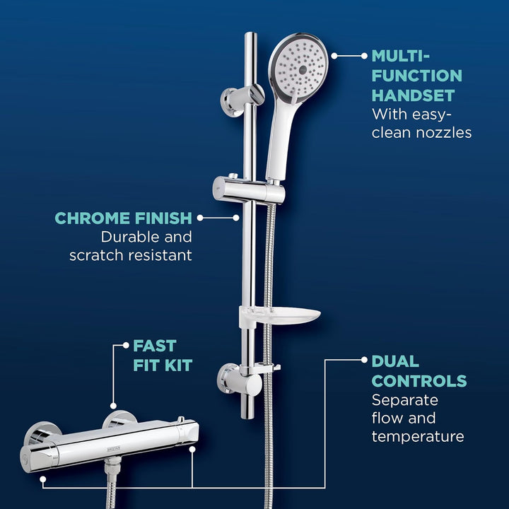 Bristan AR2 SHXMTFF C Thermostat-Duscharmatur mit Multifunktionsbausatz und Schnelleinbauanschlüssen