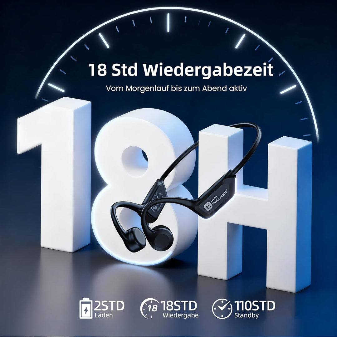 HIFI WALKER Open Ear Knochenschall Kopfhörer Bluetooth 6.0, IPX5 Schweissfest Bone Conduction Kopfhö