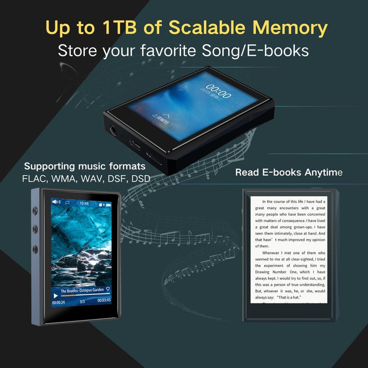 Surfans HiFi MP3 Player mit Bluetooth: F22 Full Touch Lossless Musikplayer - Tragbarer High Resoluti