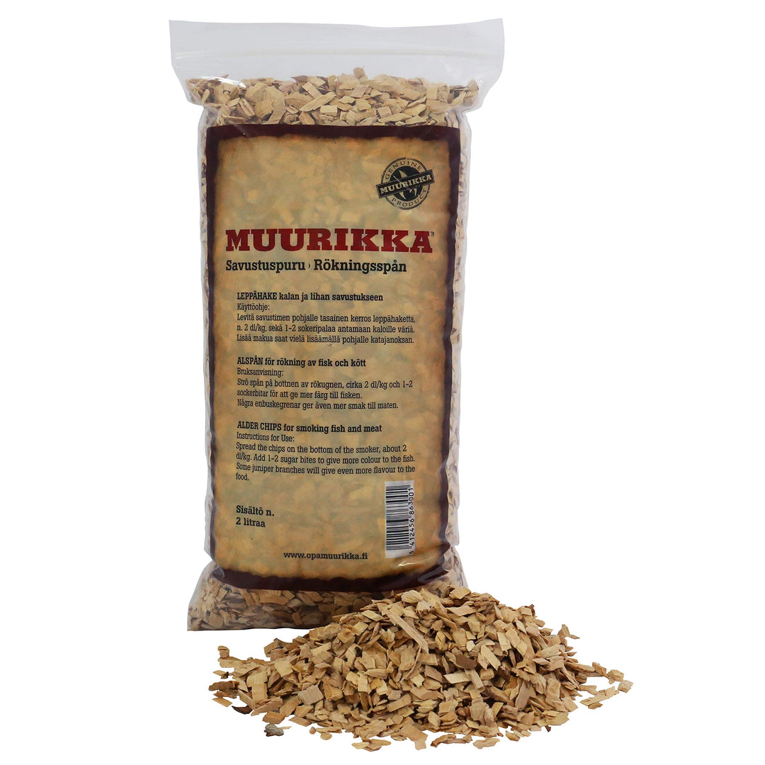 MUURIKKA Räucherchips aus finnischer Erle, 2L Räucherspäne für Smoker & Räucherofen