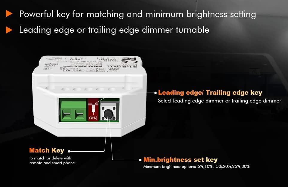 LEDUX Smart Funk-Dimmer-Schalter + WiFi - 230V WiFi Licht-Dimmgerät & TRIAC Lichtsteuerungsmodul - D