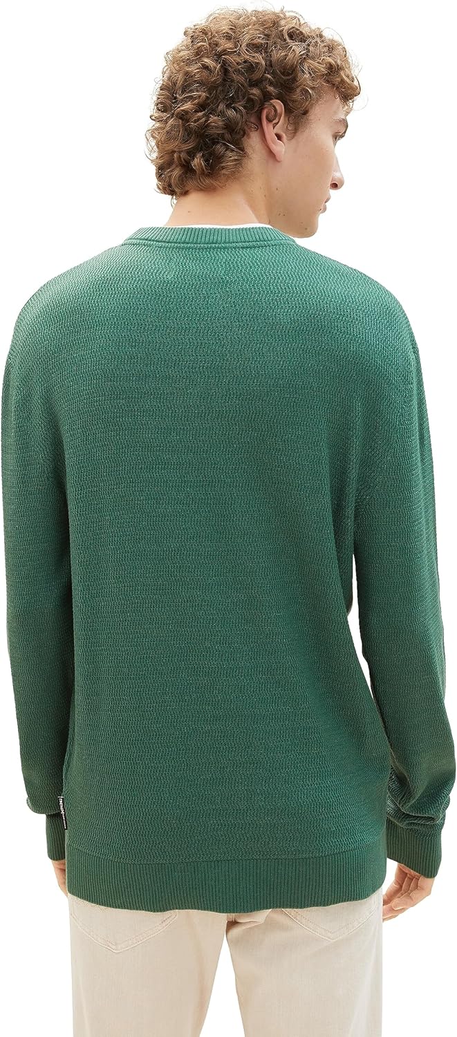 TOM TAILOR Denim Herren Denim 2-in-1 Pullover mit unterlegtem Kragen L 10778-hunter Green, L 10778-h