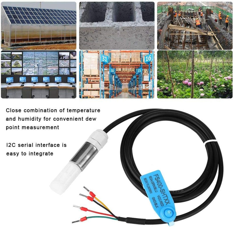 Staubdichter FS400-SHT3X Digitale Boden-Temperatur-Feuchtesensor-Sonde aus Edelstahl und Kunststoffg