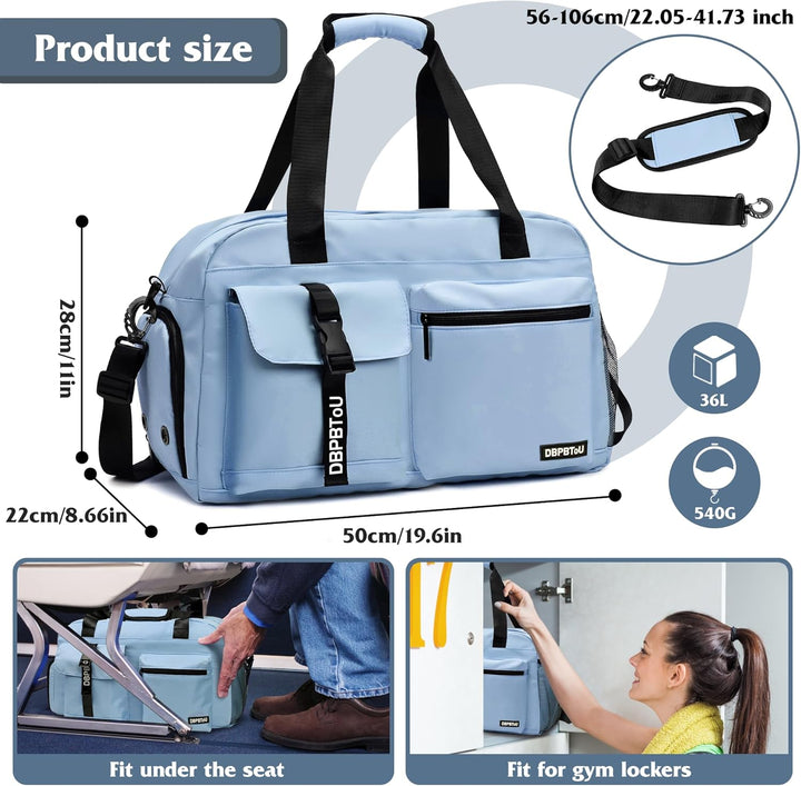 Sporttasche Damen Herren, Reisetasche mit Schuhfach, Trainingstasche mit Nassfach, wasserdichte Week