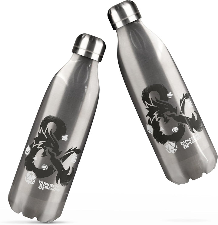 Konix Dungeons & Dragons Isolierflasche - Edelstahl - 500 ml - Logo-Motiv - Silber Dungeons & Dragon