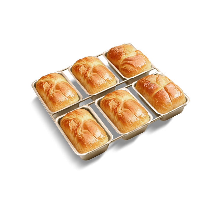 Mini-Kastenformen mit 6 Vertiefungen, antihaftbeschichtete quadratische Brotbackform, Brownie-Backbl