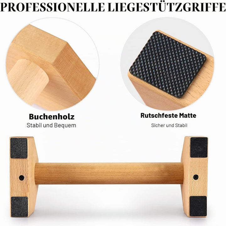 Liegestützgriffe Holz Parallettes Handstand Griffe für Calisthenics, Rutschfeste Push up Bars Joint-