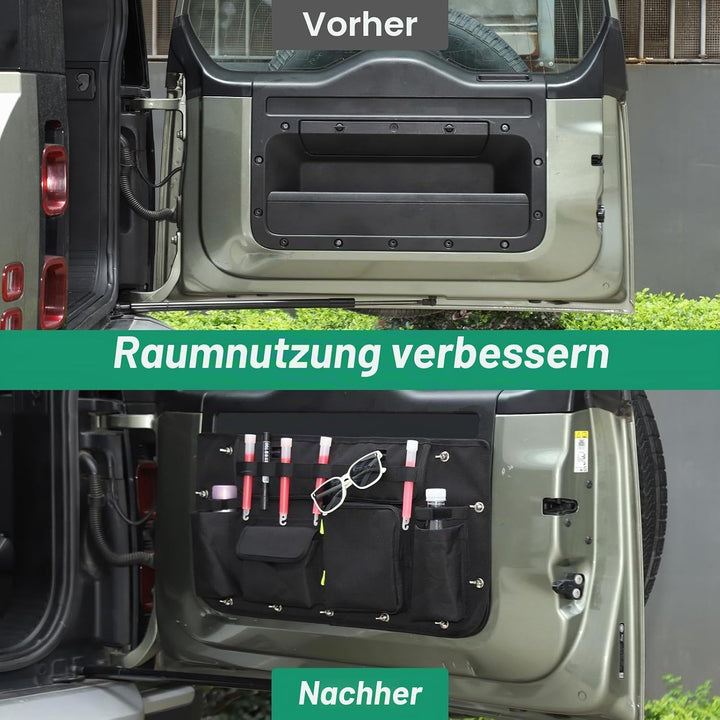 Auto Hecktür Hängetasche, Kofferraum Organizer Kompatibel mit Land Rover Defender ab 2020 | 1 Stück
