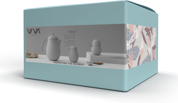 Tee-set Porzellan 3-teilig bestehend aus Designer Teekannne, Milchkännchen und Zuckerdose mit Löffel