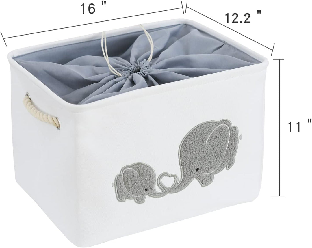 INough Aufbewahrungskorb für Kinderzimmer, Faltbar Spielzeugkorb Grosser Wäschekörbe Elefant Spielze