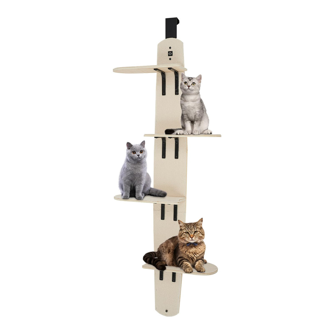 Kletterwand Katzen Kratzbaum Wand 4 Etagen Katzenturm(170 cm) | Wandkratzbaum für Katzen Kletterwand