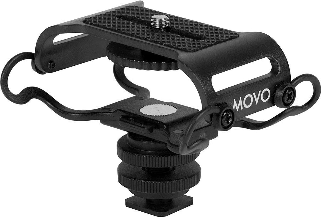 Movo SMM5-B Universal-Mikrofon und tragbare Recorder-Stossdämpferhalterung – passend für Zoom H1n, H