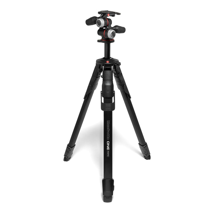 Manfrotto ONE Photo, Aluminium‑Stativ‑Kit mit XPRO 3‑Wege‑Kopf, 12 kg Tragkraft, 90° Horizontalsäule