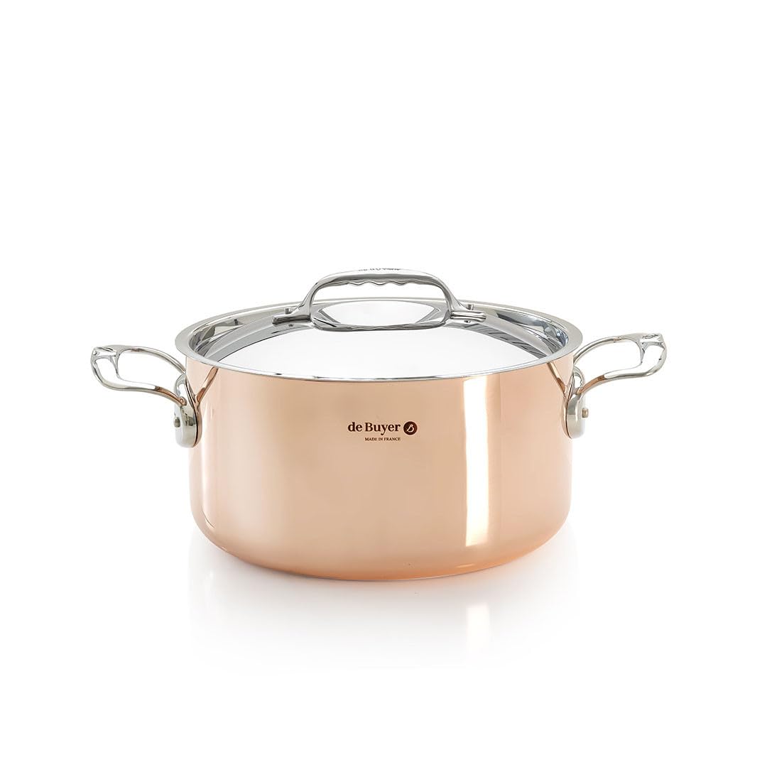 De Buyer Gemüsetopf mit Deckel, Kupfer, braun, 24 cm, 2-Einheiten, Braun
