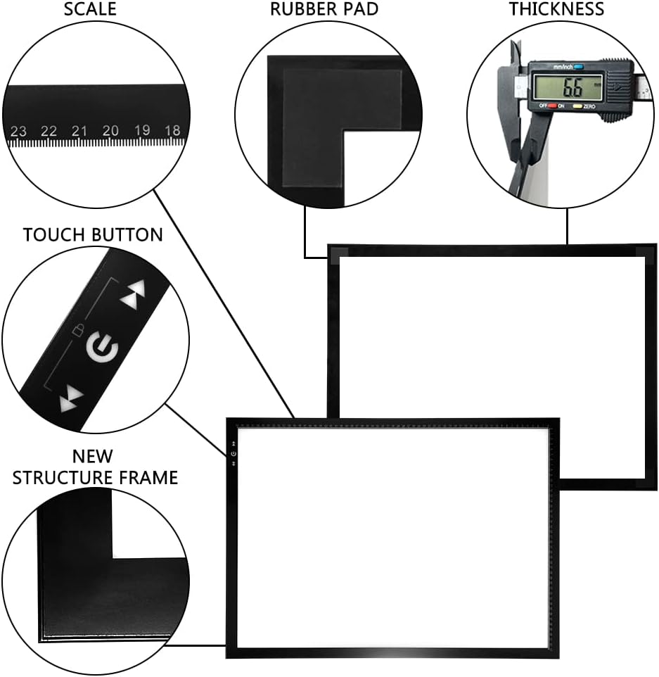 HSK A2 LED-Lichtpad Sperren/Entsperren Touch-Dimmer-Knopf Helligkeit 5500 Lux verpackter Adapter 12V